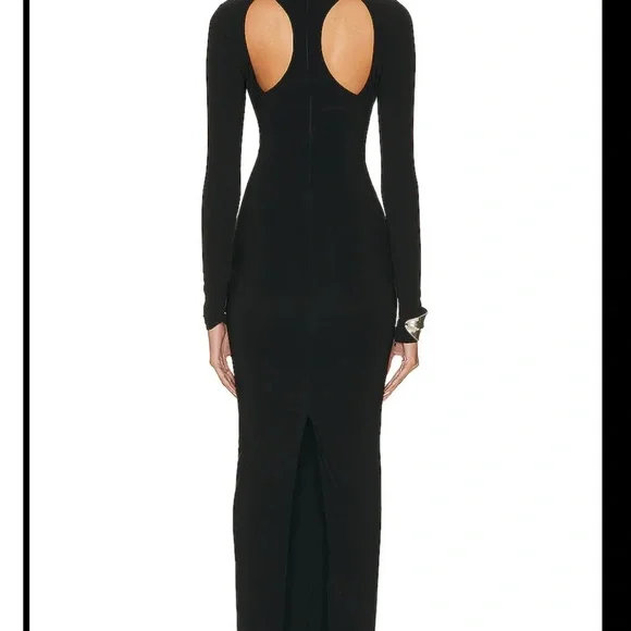 LaQuan Smith Long Sleeve Gown with Chest Cut Out